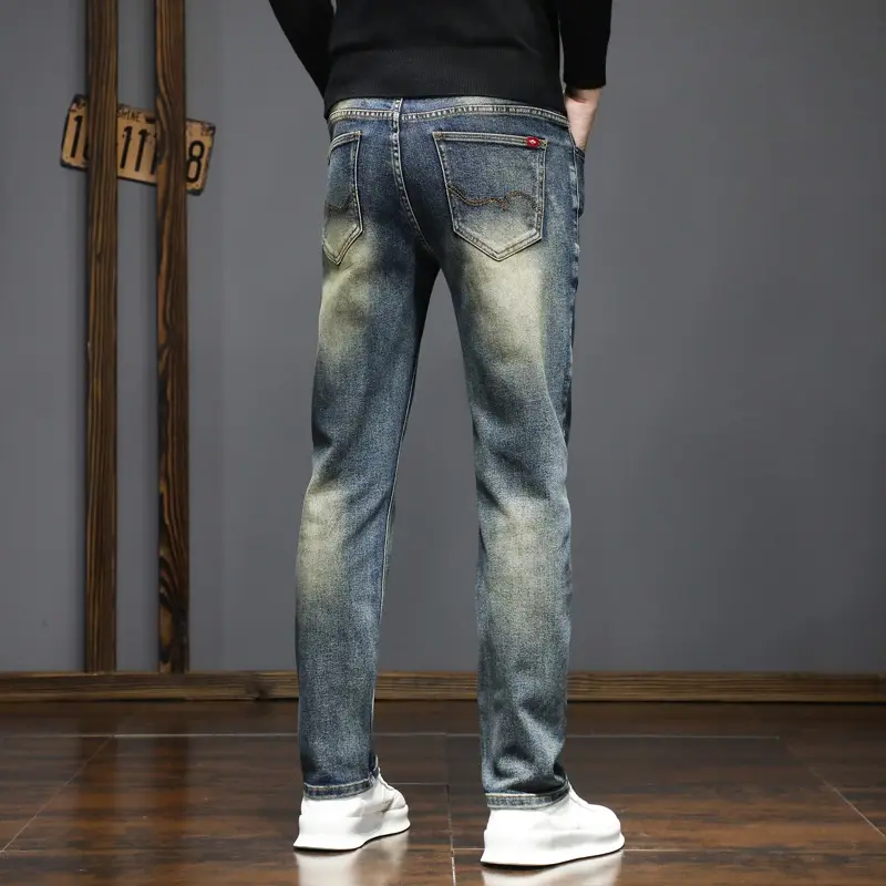 Jeans for Men Casual Loose Fit American Style Vintage Straight Leg Light Luxury Pants for Spring Summer High-end Trendy