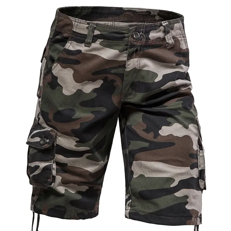 Men's Camo Shorts Summer Casual Half Pants Camouflage Outdoor Sports Short Pants Side Pocket Cotton Breathable Shorts