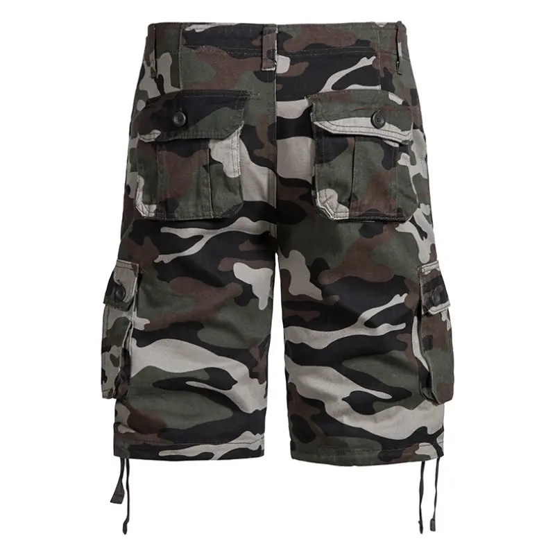 Men's Camo Shorts Summer Casual Half Pants Camouflage Outdoor Sports Short Pants Side Pocket Cotton Breathable Shorts