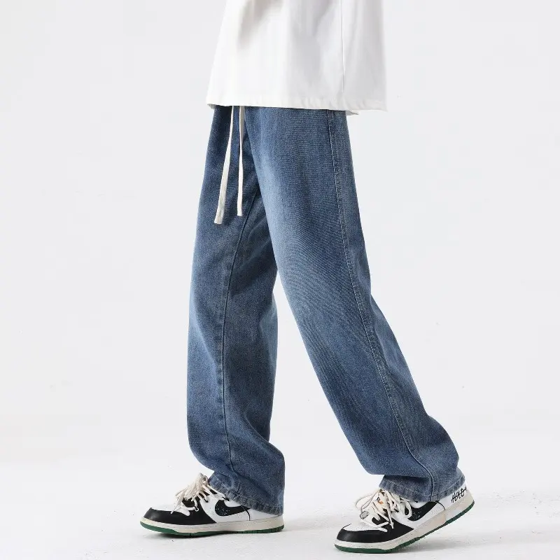 Men Sweatpants Loose Casual Vintage Stacked Pants Men Black Pockets Baggy Harem Pants Korean Fashions Button Joggers Pants