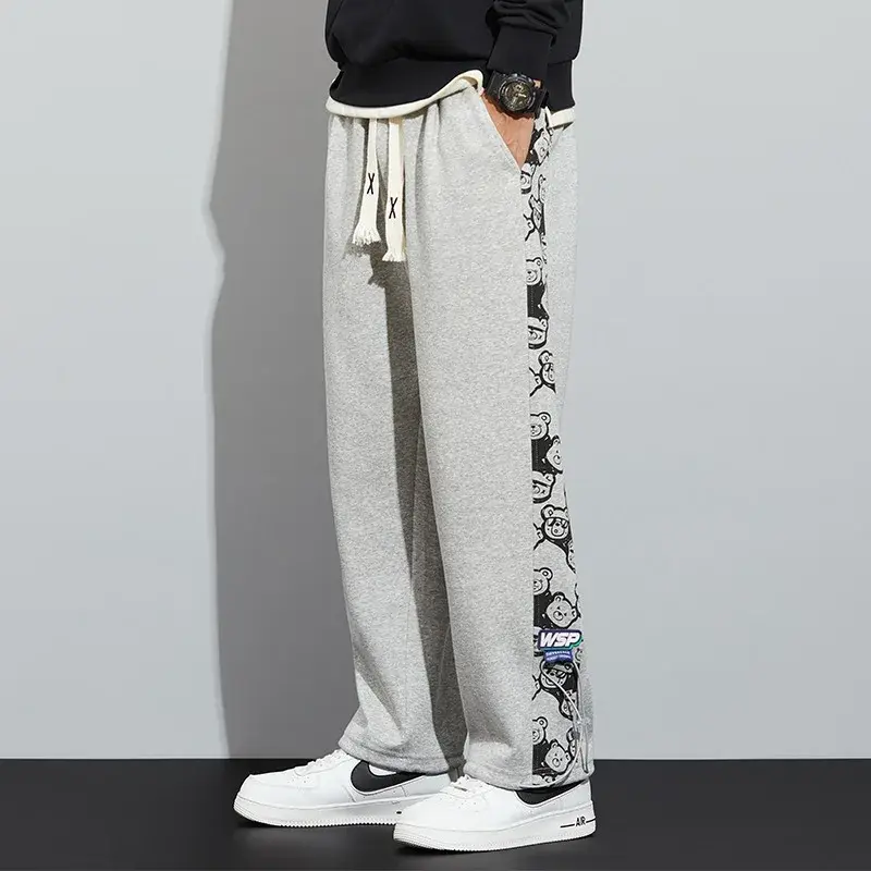 Men's Sports Straight Pants 2025 South Korea Y2k Graphic Wide Sweatpants Men's Street Wear Printed Casual Sweatpants