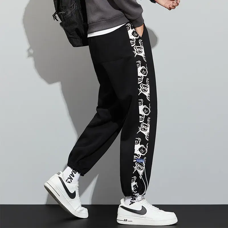 Men's Sports Straight Pants 2025 South Korea Y2k Graphic Wide Sweatpants Men's Street Wear Printed Casual Sweatpants