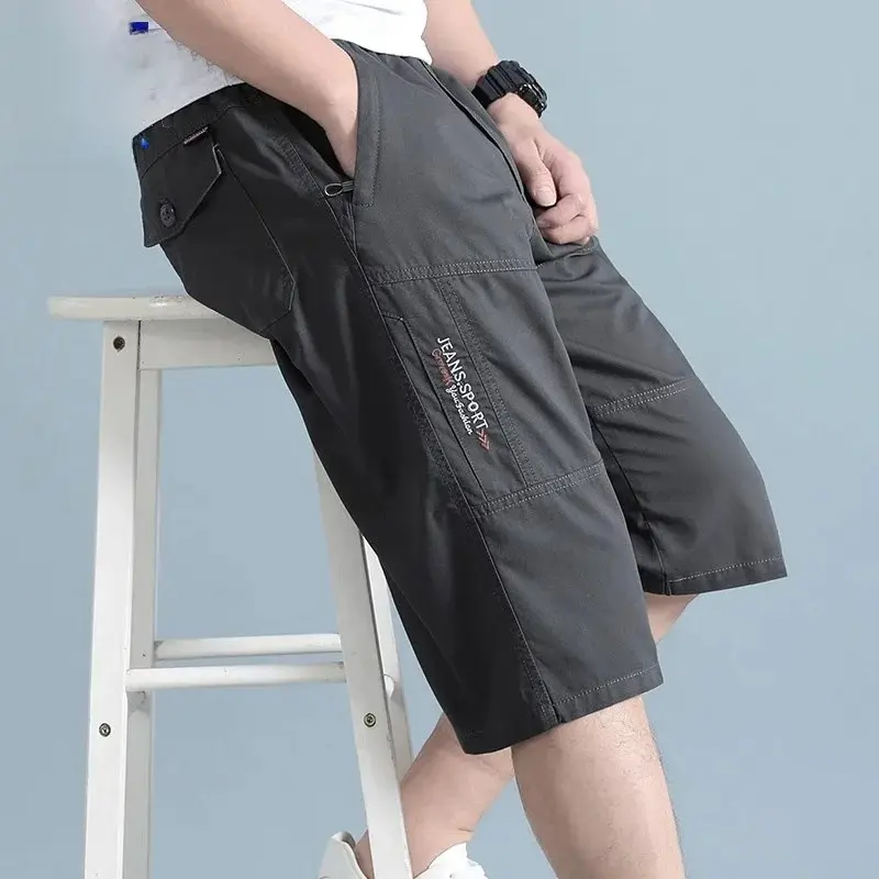 Men's Casual Shorts Pure Cotton Cargo Pants Joggers Thin Style Seven-Foot Pants Comfortable Lightweight Summer Leisure Trousers
