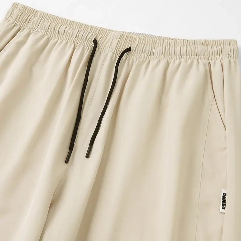 Men's Solid Color Pants Breathable Mesh Hollowed Out Casual Pants Letters Printed Straight Sports Pants M-8XL Summer New