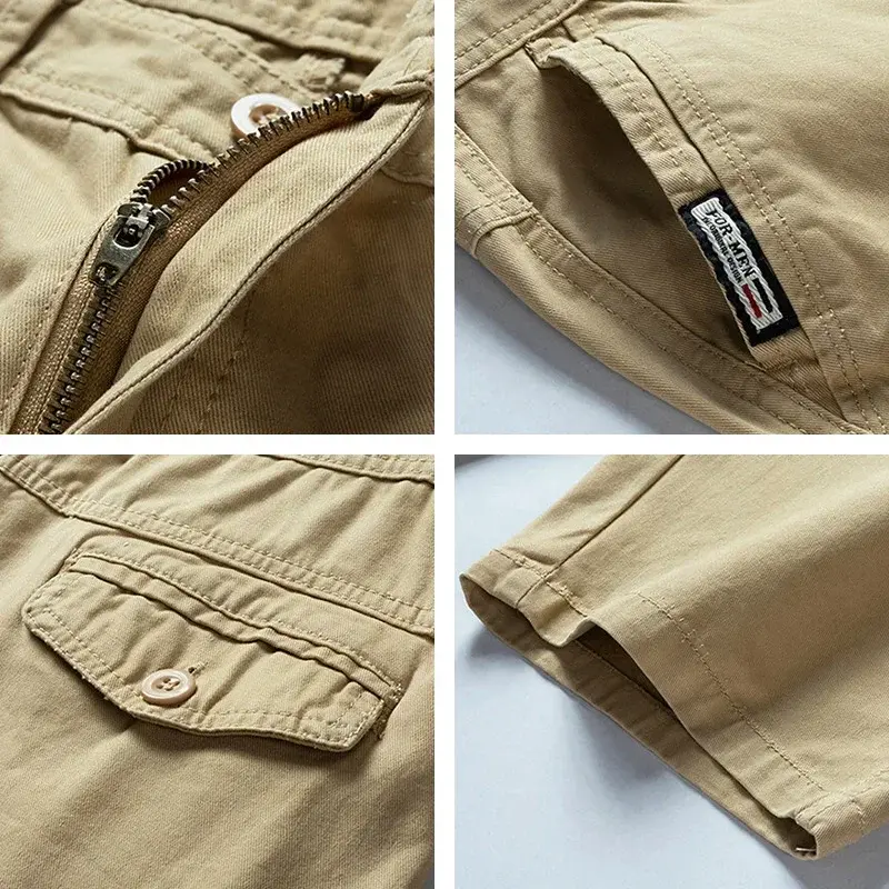 Men Casual Cargo Shorts Fashion Cotton 100% Tactical Shorts Pants Men Outdoor Breathable Joggers Shorts Men Summer Casual Solid
