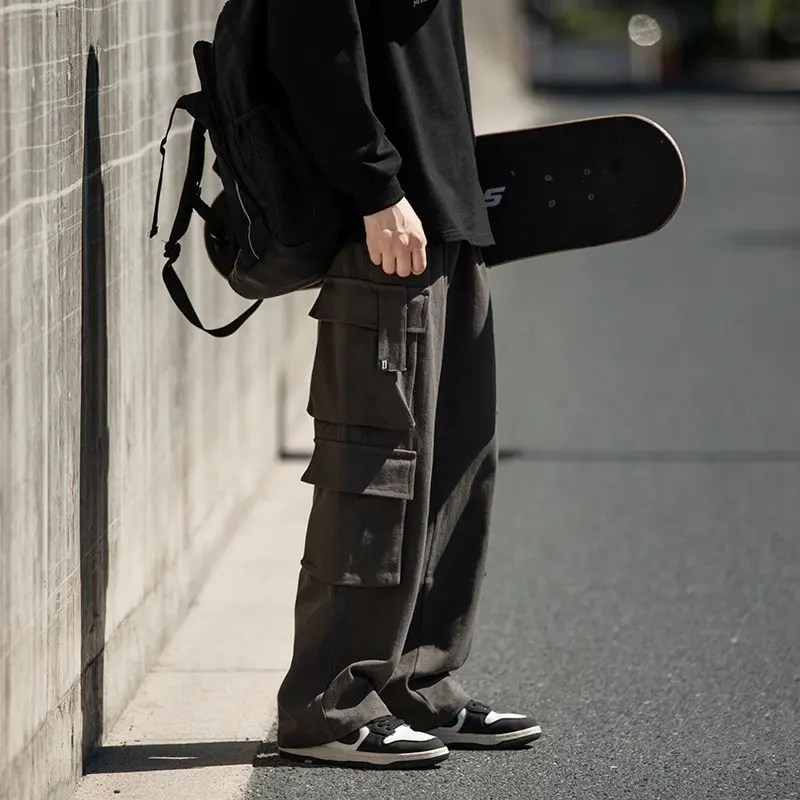 Men Cargo Pants Multi-Pockets Tool Pants Harajuku Mens Vintage Loose Wide Leg Pants Streetwear Casual Hip-Hop Trousers 2025