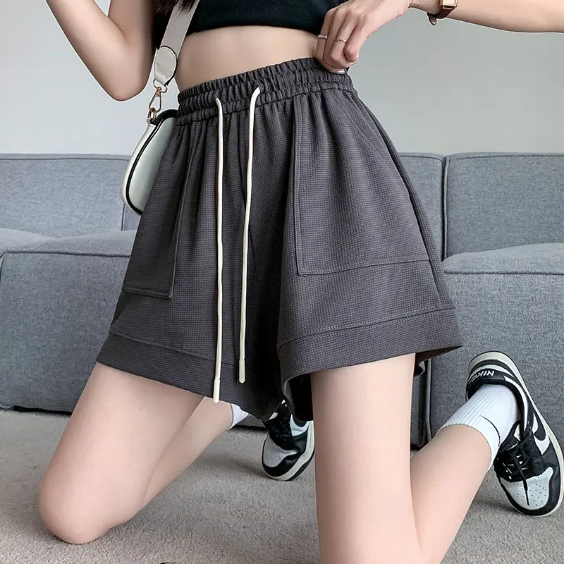 High-Waisted Slimming Casual Trunks Women's Korean Style Loose-Fit Wide-Leg Drawstring A- Line Pants New Arrival Student Trouser