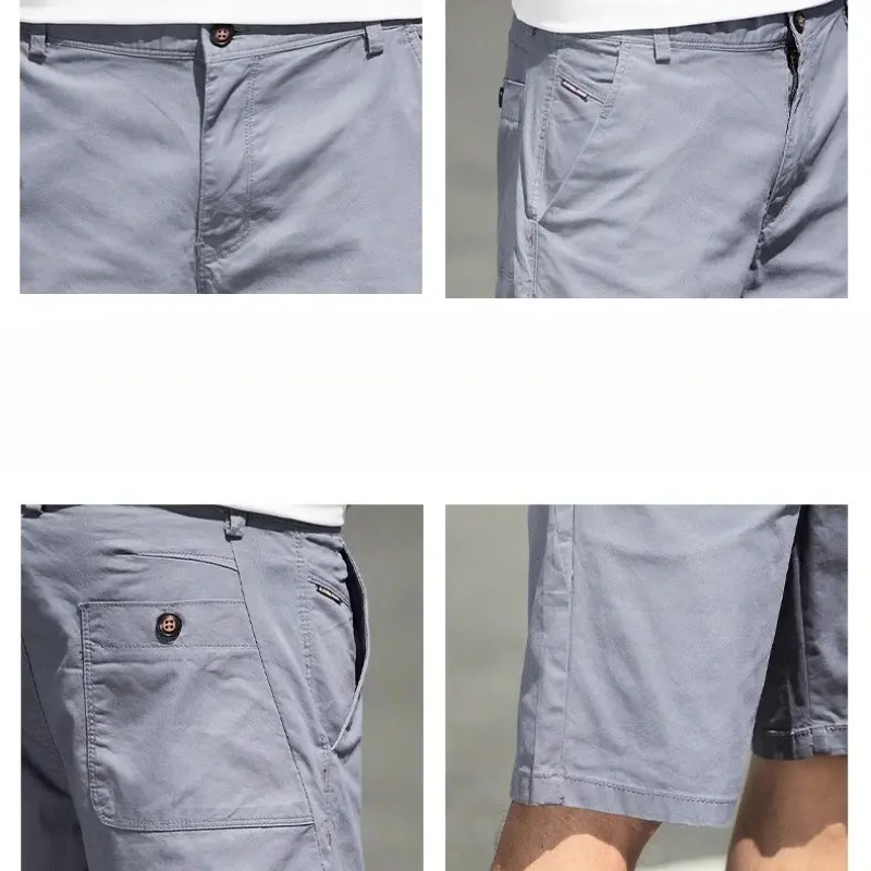 Men Casual Shorts Summer Cotton Elastic Slim Fit Thin Style Plus Size Five-Quarter Pants Straight Leg Versatile Basic Gym Shorts
