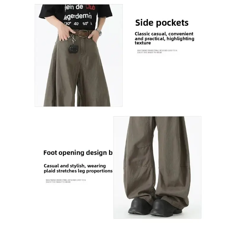 Men Black Washed Arc Design Loose Straight Leg Jeans Knife Edge Denim Spring Summer Fashion Brand Baggy Jeans Jeans for Men Y2k