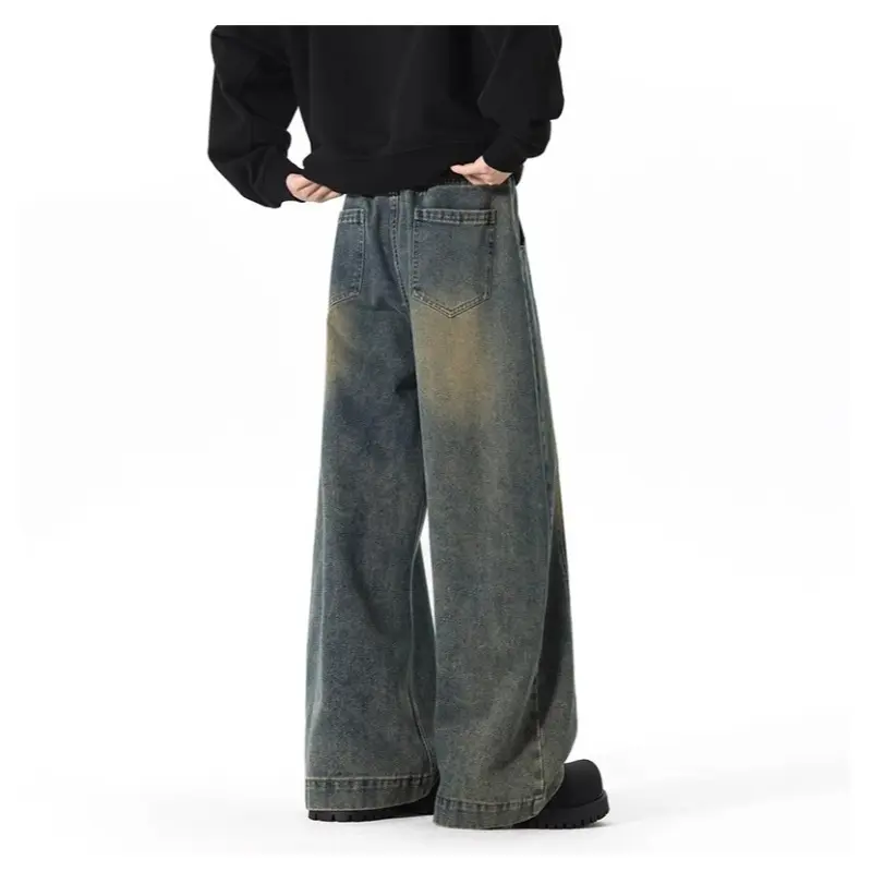 Jeans Unisex Retro Loose Casual Fashionable Straight Cut Pants for Men and Women American Style Wide Leg Knife Edge Baggy Jeans
