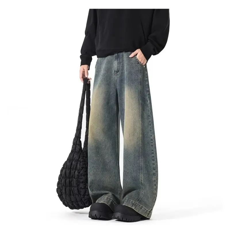Jeans Unisex Retro Loose Casual Fashionable Straight Cut Pants for Men and Women American Style Wide Leg Knife Edge Baggy Jeans