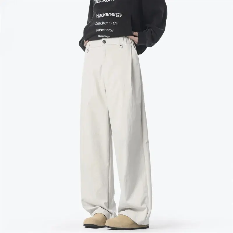Men Sweatpants Loose Casual Vintage Stacked Pants Men Black Pockets Baggy Harem Pants Korean Fashions Button Joggers Pants