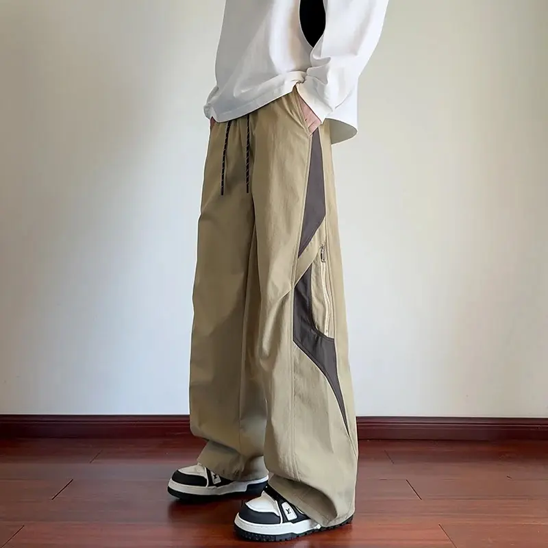 LUZHEN Color Contrast Splicing Design Loose Straight Tube Casual Pants Men's 2025 New Original Streetwear Sports Trousers JY3423
