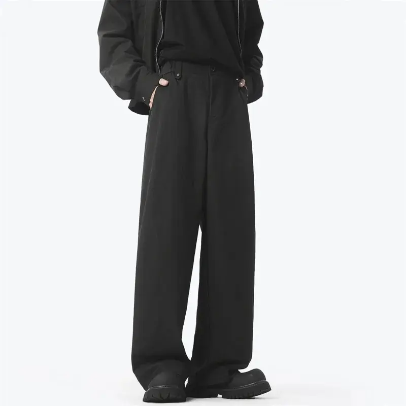 Men Sweatpants Loose Casual Vintage Stacked Pants Men Black Pockets Baggy Harem Pants Korean Fashions Button Joggers Pants