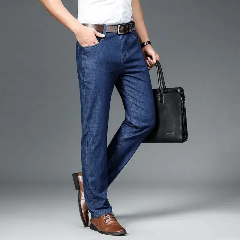 Men's Jeans Spring Season Lightweight Comfortable Long Trousers Free Shipping Summer Thin Ice Silk Casual Loose Straight Leg