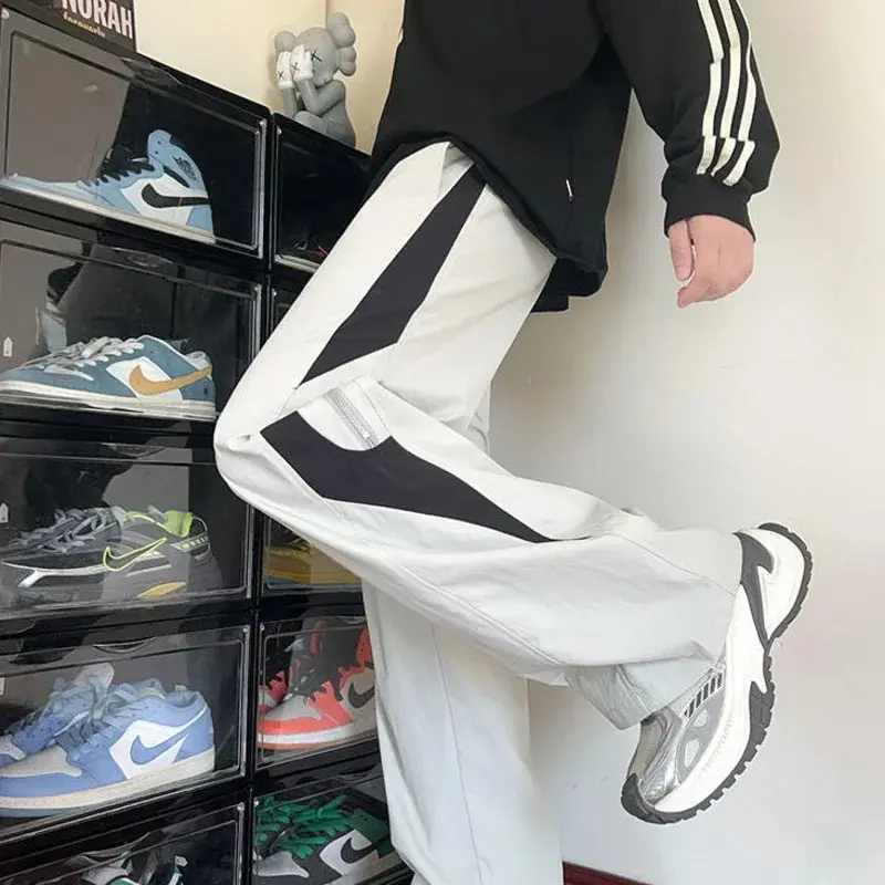 LUZHEN Color Contrast Splicing Design Loose Straight Tube Casual Pants Men's 2025 New Original Streetwear Sports Trousers JY3423
