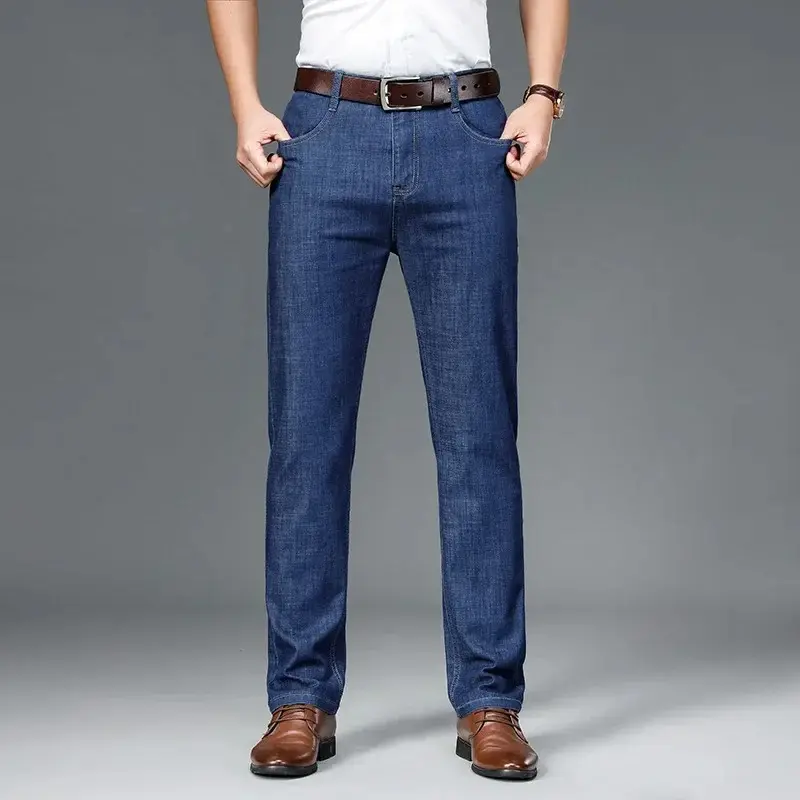 Men's Jeans Spring Season Lightweight Comfortable Long Trousers Free Shipping Summer Thin Ice Silk Casual Loose Straight Leg