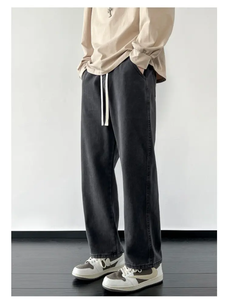M-5XLTeenage Jeans Appear Slim and Loose Fitting Casual and Versatile Sportswear Pants Straight Leg Trendy Jeans Cargo Pants Men