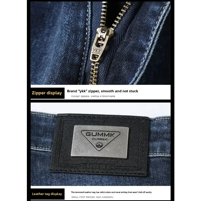 Men's Casual Straight Leg Jeans Elastic Waist Spring Autumn Summer Thin Model Comfortable Fit Loose Long Trousers Black Jeans