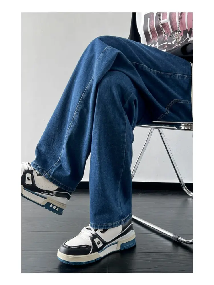 M-5XLTeenage Jeans Appear Slim and Loose Fitting Casual and Versatile Sportswear Pants Straight Leg Trendy Jeans Cargo Pants Men
