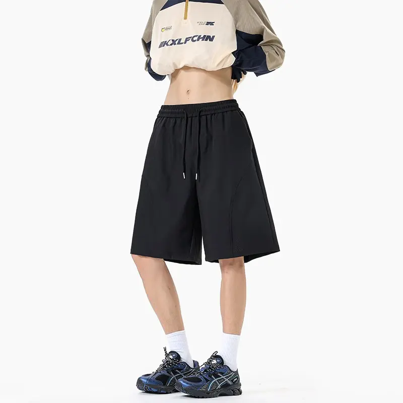 Men's Orts Pants Qui Dry Ice Silk Summer Thin American Diagonal Cut Baskeall Sports Pants Breathable Lightweight Five-Quarter