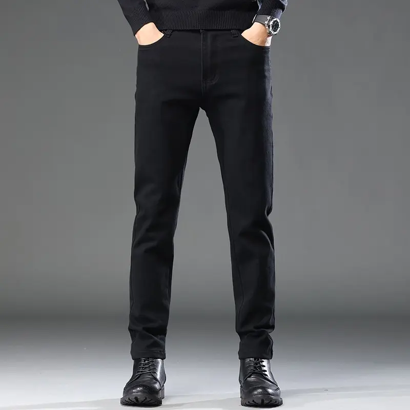 Men's Jean Autumn Winter Loose-fit Straight-leg Trendy Pants Casual Denim Trousers Men Classic Stretch Fashion Fitted Cowboy