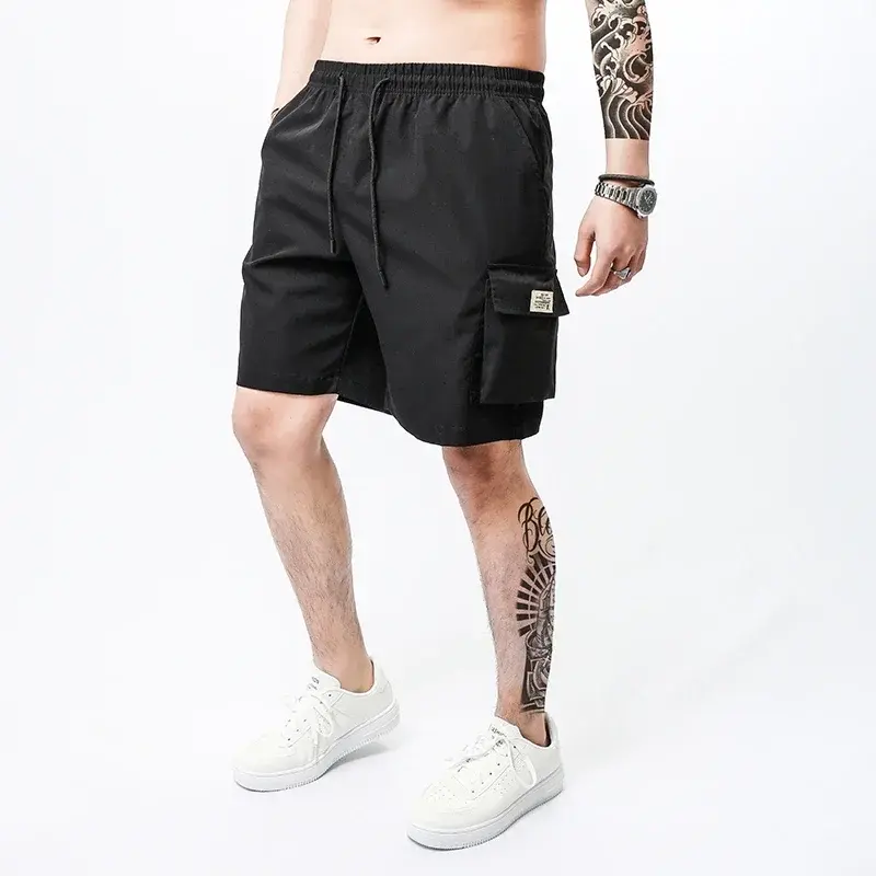 Fashion Loose Straight Cargo Shorts Below Knee Cotton Joggers Shorts Man Comfortable Cropped Pants Mens Streetwear Casual Shorts
