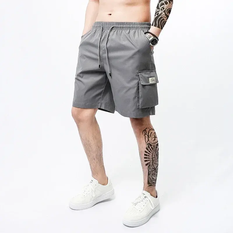 Fashion Loose Straight Cargo Shorts Below Knee Cotton Joggers Shorts Man Comfortable Cropped Pants Mens Streetwear Casual Shorts