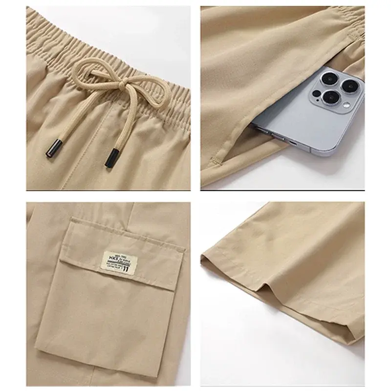 Fashion Loose Straight Cargo Shorts Below Knee Cotton Joggers Shorts Man Comfortable Cropped Pants Mens Streetwear Casual Shorts