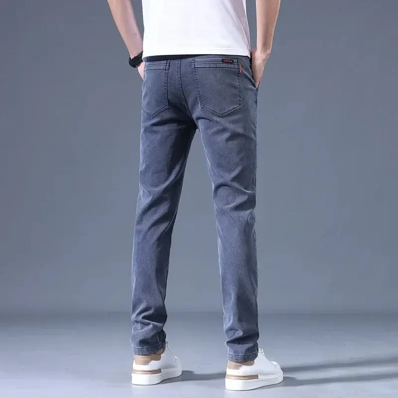 Men's Slim Fit Straight Leg Casual Pants Elastic Thin Summer New Busin Casual Long Trousers Cargo Pants Men Streetwear Men
