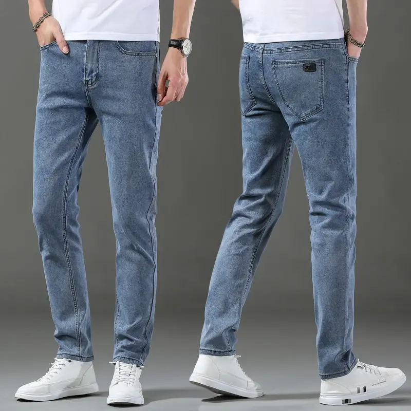 Men's Jeans Spring Autumn Korean Style Small Leg Business Pants Slim Straight Long Trousers Loose Casual Skinny Jeans Men