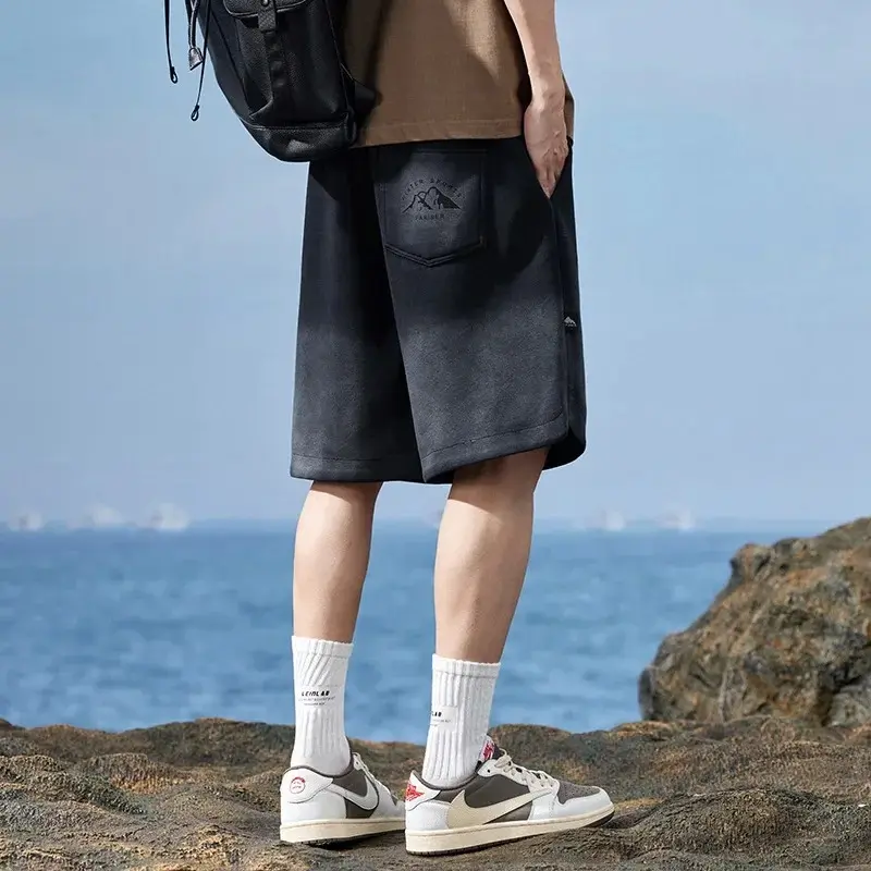 Men's Loose-Fit Casual Pants Five-Minute Knitprinting Gradient Comfort Sports Pants Mid-Waist Leisure Trousers 2025 Summer New