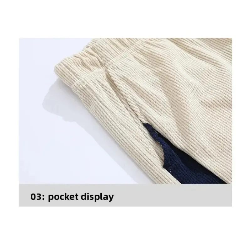 Men Patchwork Cuffed Pants Spring Autumn Trendy Korean Style Versatile Comfortable Sports Trousers for Teens Casual Loose Velvet