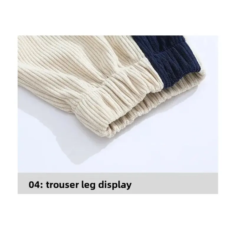 Men Patchwork Cuffed Pants Spring Autumn Trendy Korean Style Versatile Comfortable Sports Trousers for Teens Casual Loose Velvet