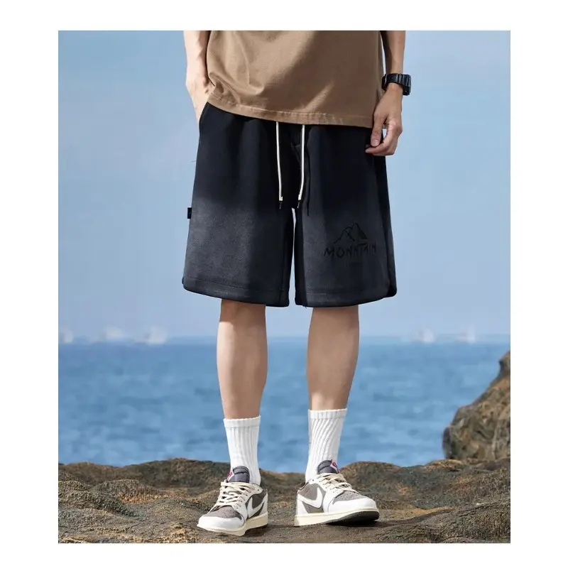 Men's Loose-Fit Casual Pants Five-Minute Knitprinting Gradient Comfort Sports Pants Mid-Waist Leisure Trousers 2025 Summer New