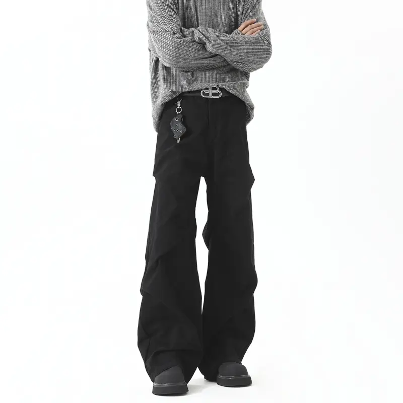 NicheDesign Sensibility Loose-Fit Casual Bell Bottom Trousers Fashionable Ankle-Length Pants Elegant Chinese Style for Men