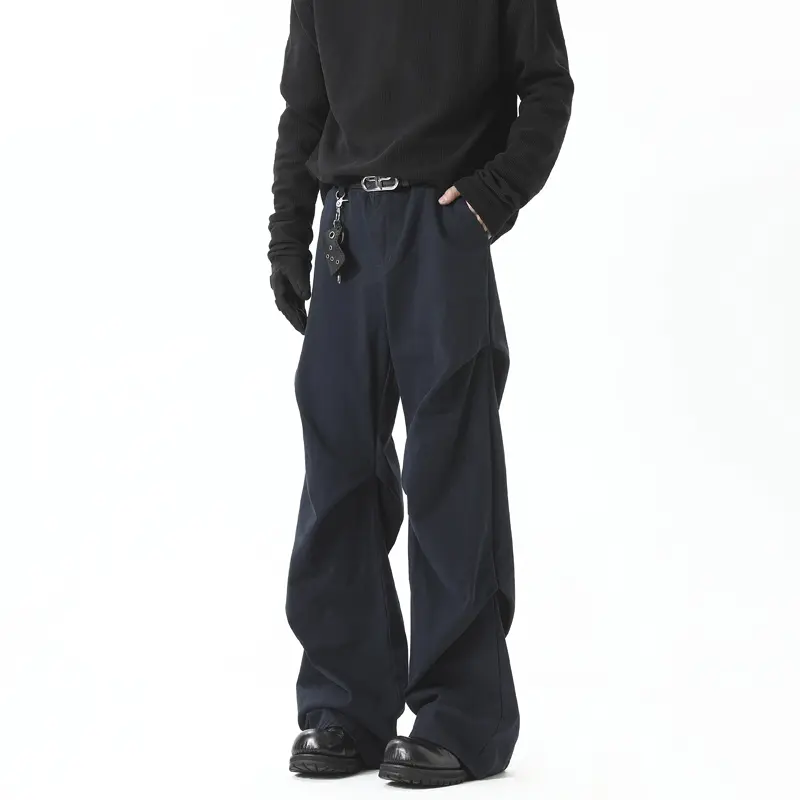 NicheDesign Sensibility Loose-Fit Casual Bell Bottom Trousers Fashionable Ankle-Length Pants Elegant Chinese Style for Men