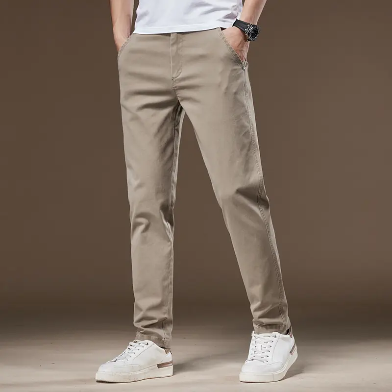 Men's Pants 98% Cotton Thick Business Casual Korean Grey Cargo Trousers Male Large Size 38 Brand Clothing Pant Streetwear Men