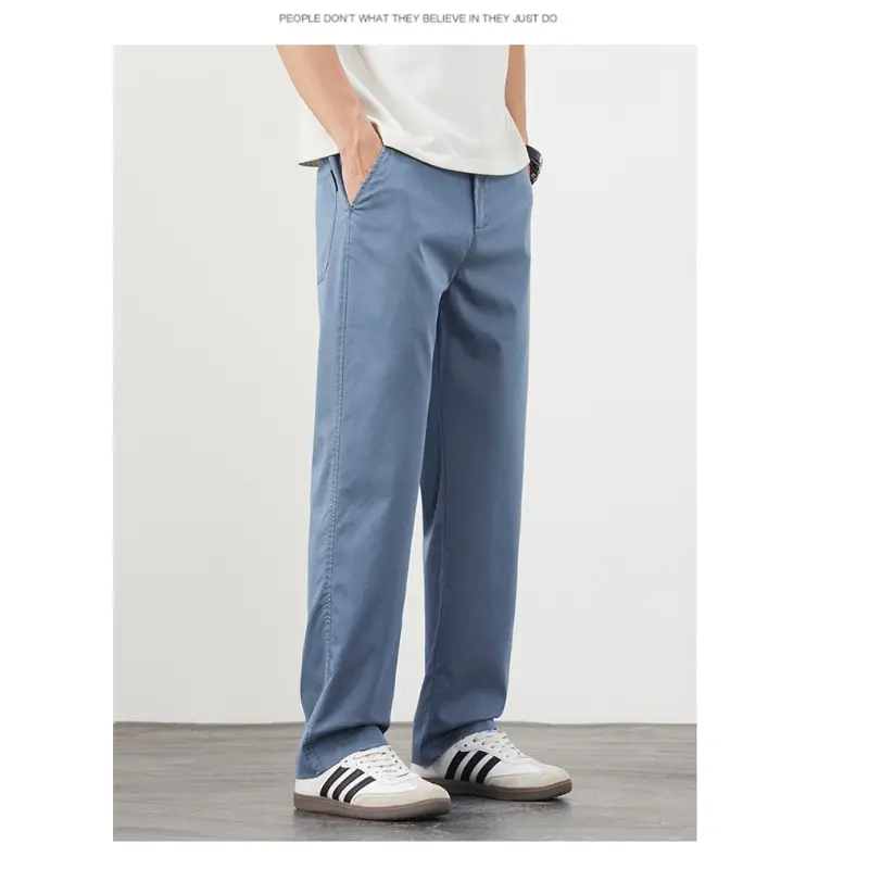 Lyocell Straight Thin Casual Pants Men Spring Summer Fashion Breathable Trousers Brand Clothing Elasticity Business Male Pants