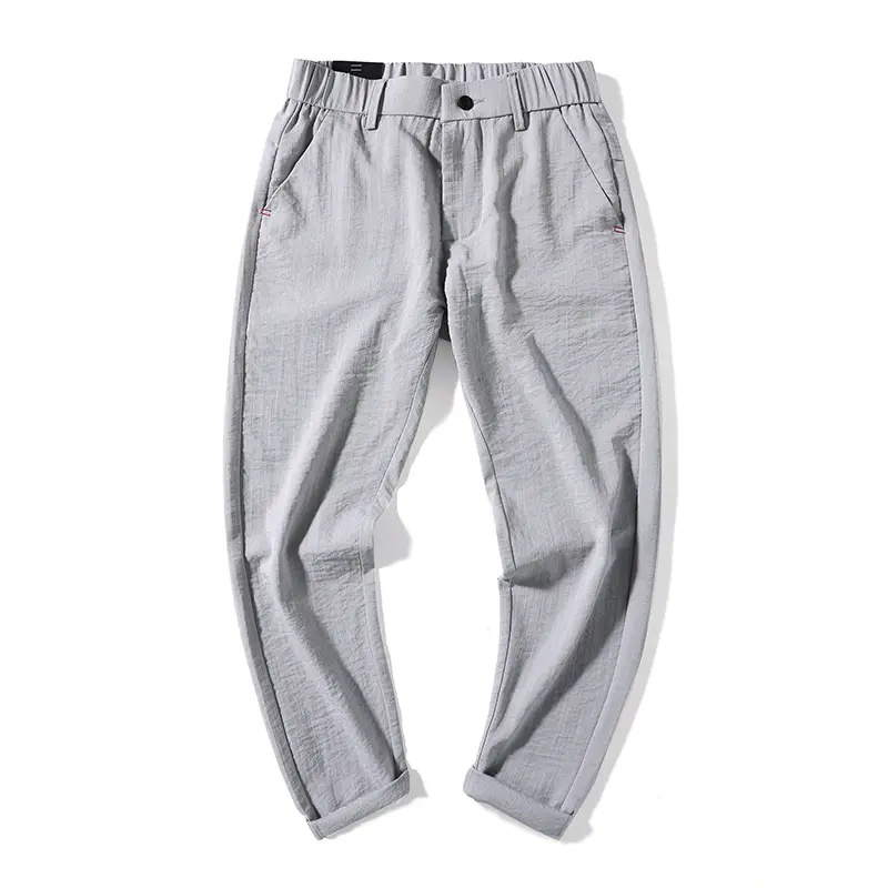Men Casual Pants Thin Soft Breathable Elastic Business Slim Straight Trousers Black Gray Men Pants Sweatpants Cargo Pants Jogger