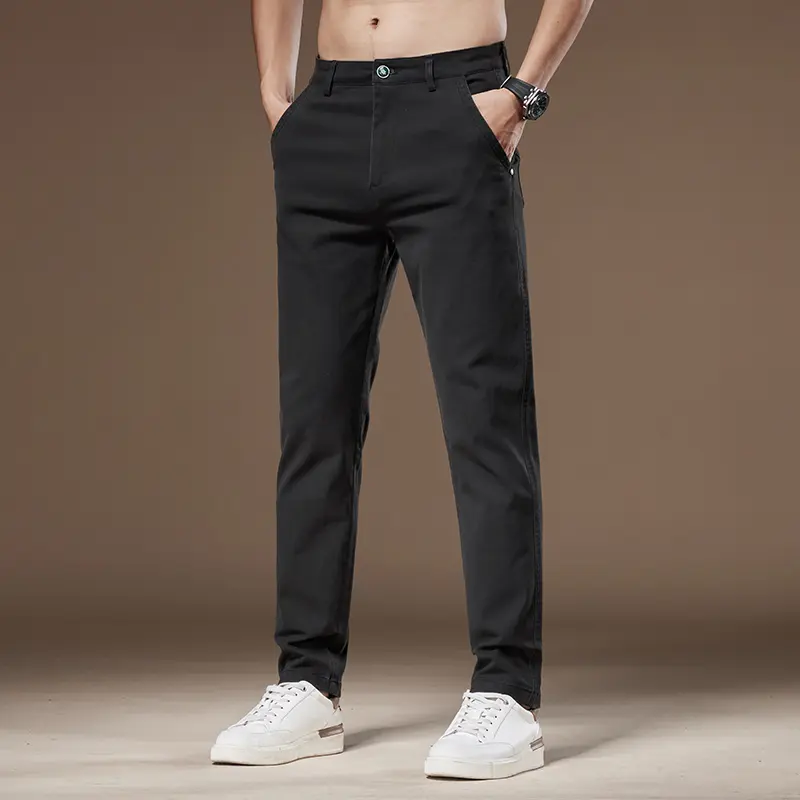 Men's Pants 98% Cotton Thick Business Casual Korean Grey Cargo Trousers Male Large Size 38 Brand Clothing Pant Streetwear Men
