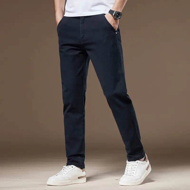 Men's Pants 98% Cotton Thick Business Casual Korean Grey Cargo Trousers Male Large Size 38 Brand Clothing Pant Streetwear Men