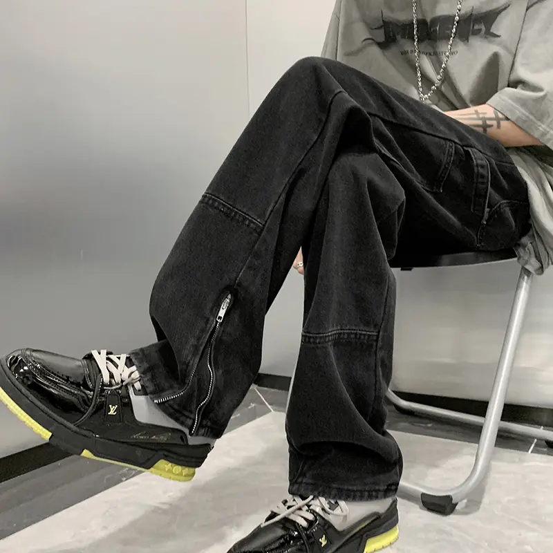 Baggy Denim Pants Straight Male Wide Trousers New Men's Autumn Jeans Fashion Casual Vintage High Street Style 3XL-M Jeans Men