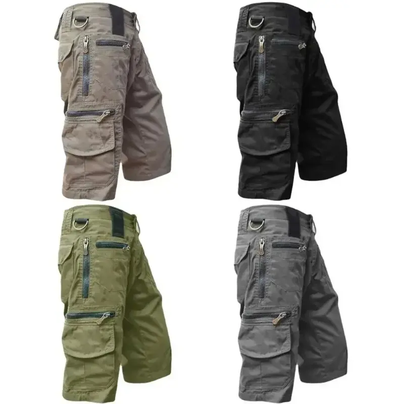 Men Shorts Men's  Shorts Jogging Shorts Solid Color Multi-Pocket Summer Casual Straight Cargo Shorts Work Short Pants