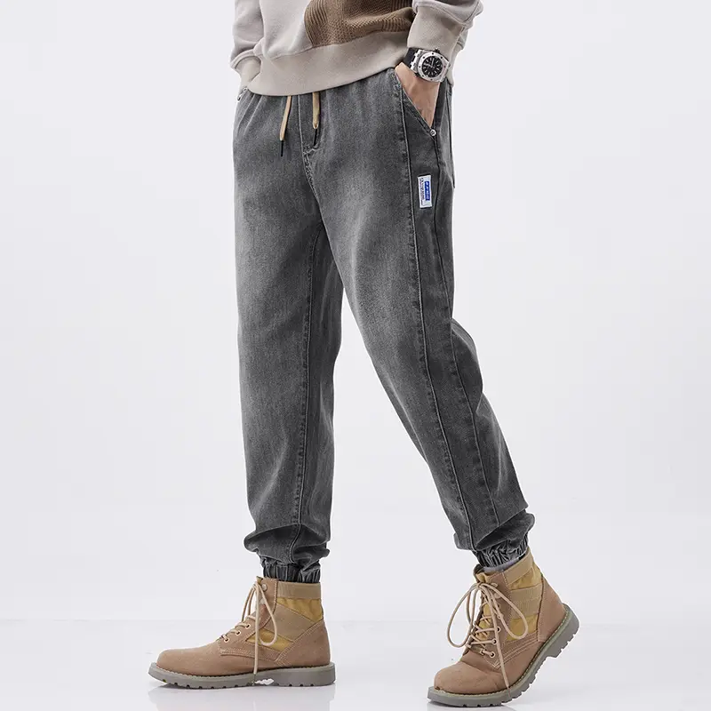 Workwear Jeans Men's Autumn Winter 2025 New Loose Leg Pants Elastic Waistband Versatile Casual Pants Trend Cargo Pants Men