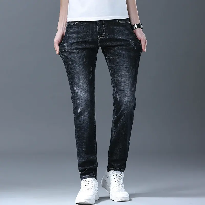 Casual Slim Denim Trousers Male 2025 Spring Summer New Men's Fashion Small Foot Skinny Jeans Stretch Straight Soft Simple