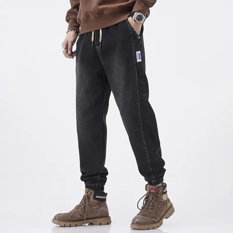 Workwear Jeans Men's Autumn Winter 2025 New Loose Leg Pants Elastic Waistband Versatile Casual Pants Trend Cargo Pants Men