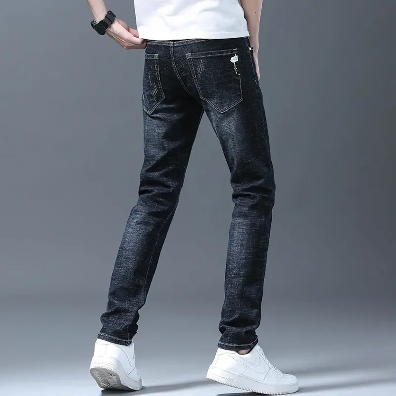 Casual Slim Denim Trousers Male 2025 Spring Summer New Men's Fashion Small Foot Skinny Jeans Stretch Straight Soft Simple