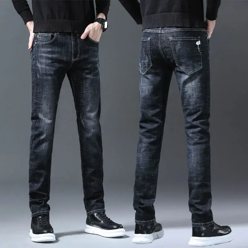 Casual Slim Denim Trousers Male 2025 Spring Summer New Men's Fashion Small Foot Skinny Jeans Stretch Straight Soft Simple