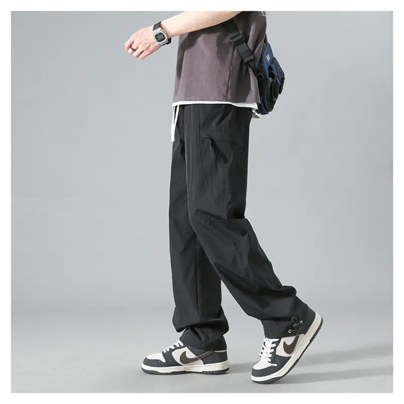 Oversized Casual Pants Fall 2025 Korean Version Cargo Pants Boys Casual Cargo Pants Solid Color Breathable Loose Straight Fit